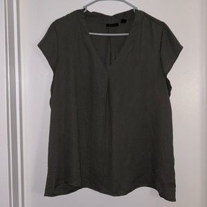 Cap Sleeve Olive Green Blouse